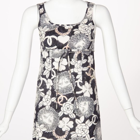 Chanel Dress - Lion Camellia Logo Sleeveless Mini Shift Dress - Picture 1 of 7